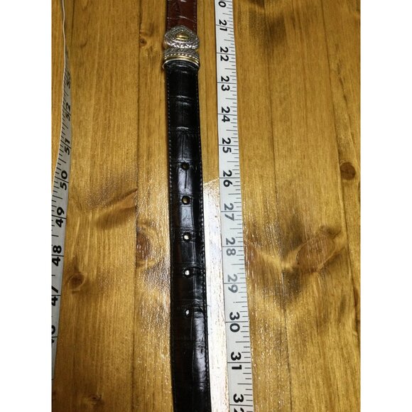 Vintage Brighton Two Tone Reversible Leather Belt Brown Black Embossed Design - Picture 10 of 10